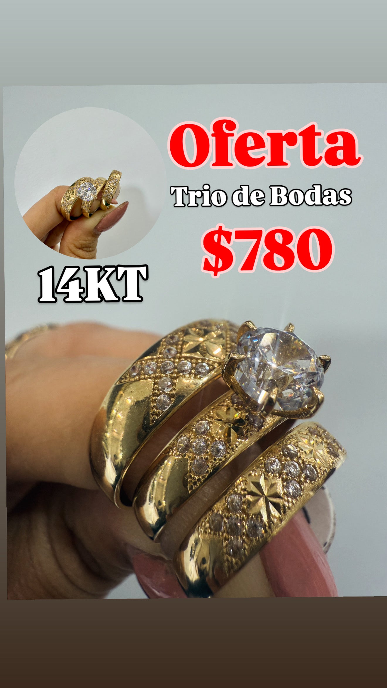 Trio Wedding Set / Set de Bodas 14KT