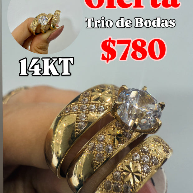 Trio Wedding Set / Set de Bodas 14KT