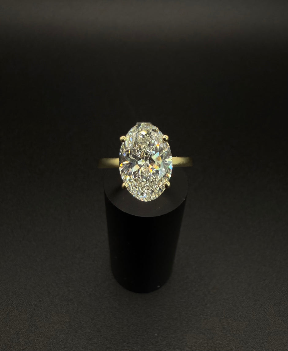 14K Yellow Gold Solitaire Oval Lab Diamond Ring