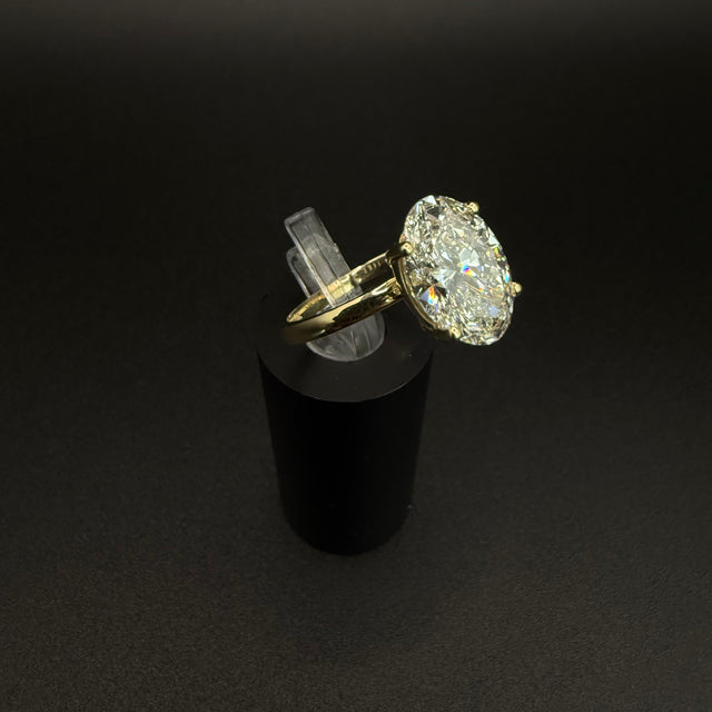 14K Yellow Gold Solitaire Oval Lab Diamond Ring