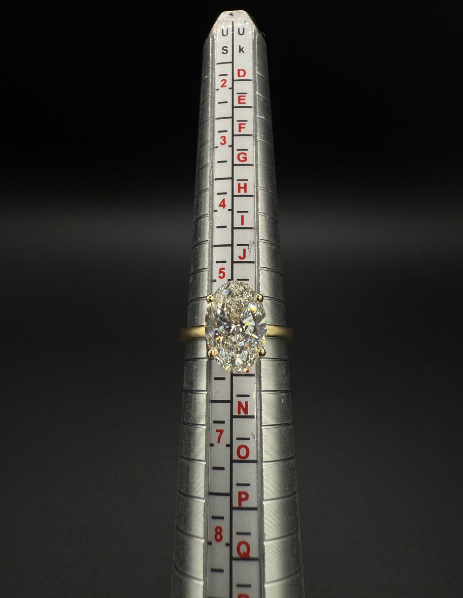 14K Yellow Gold Solitaire Oval Lab Diamond Ring