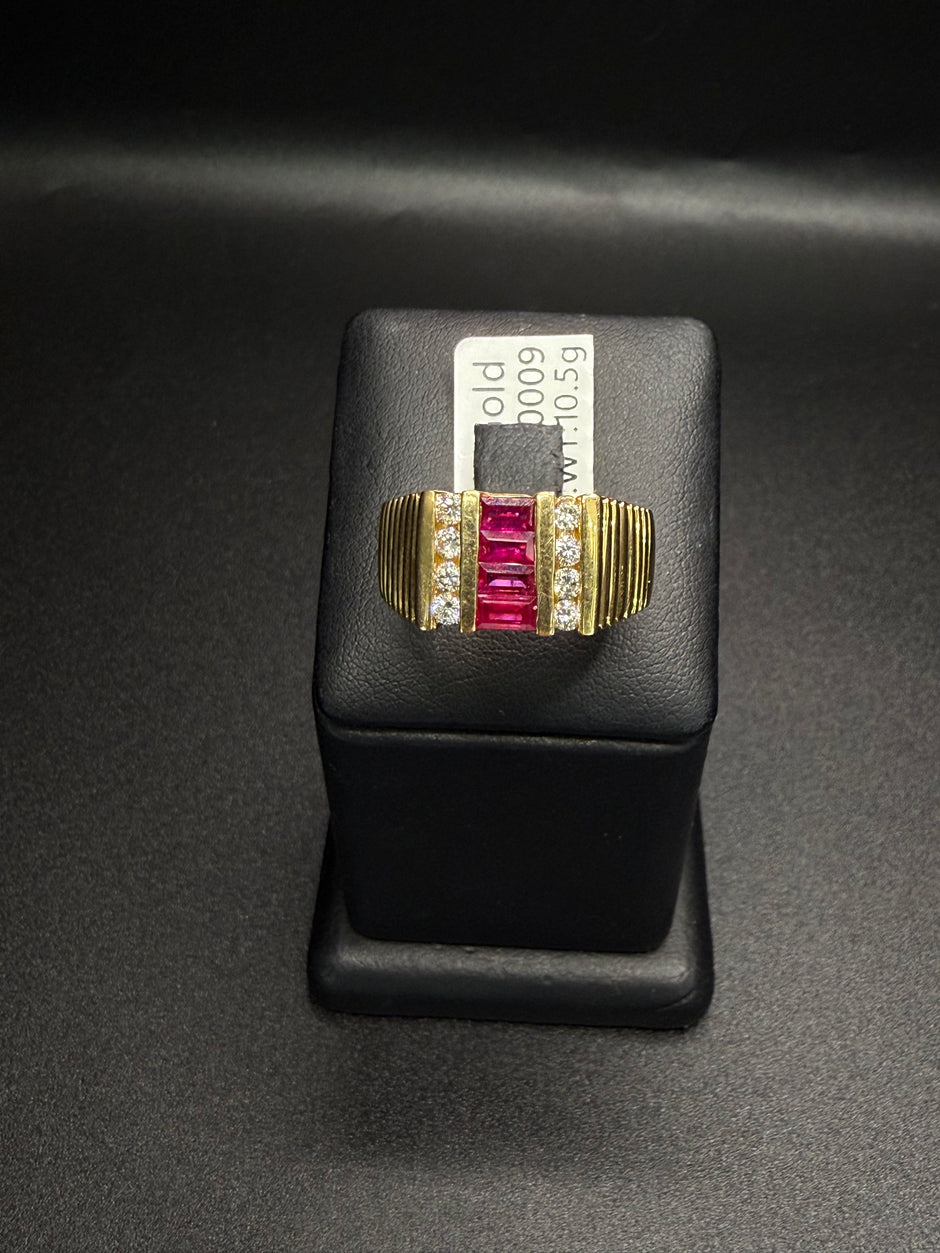 Men's Ring Diamond and Ruby 14KT