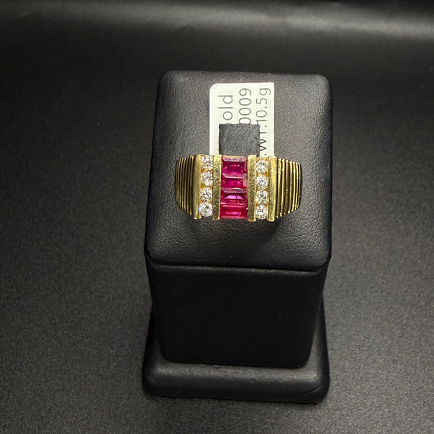 Men's Ring Diamond and Ruby 14KT