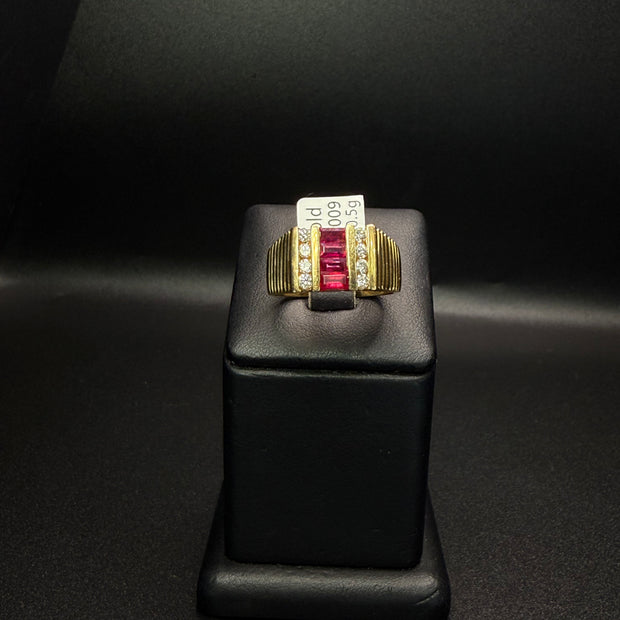Men's Ring Diamond and Ruby 14KT