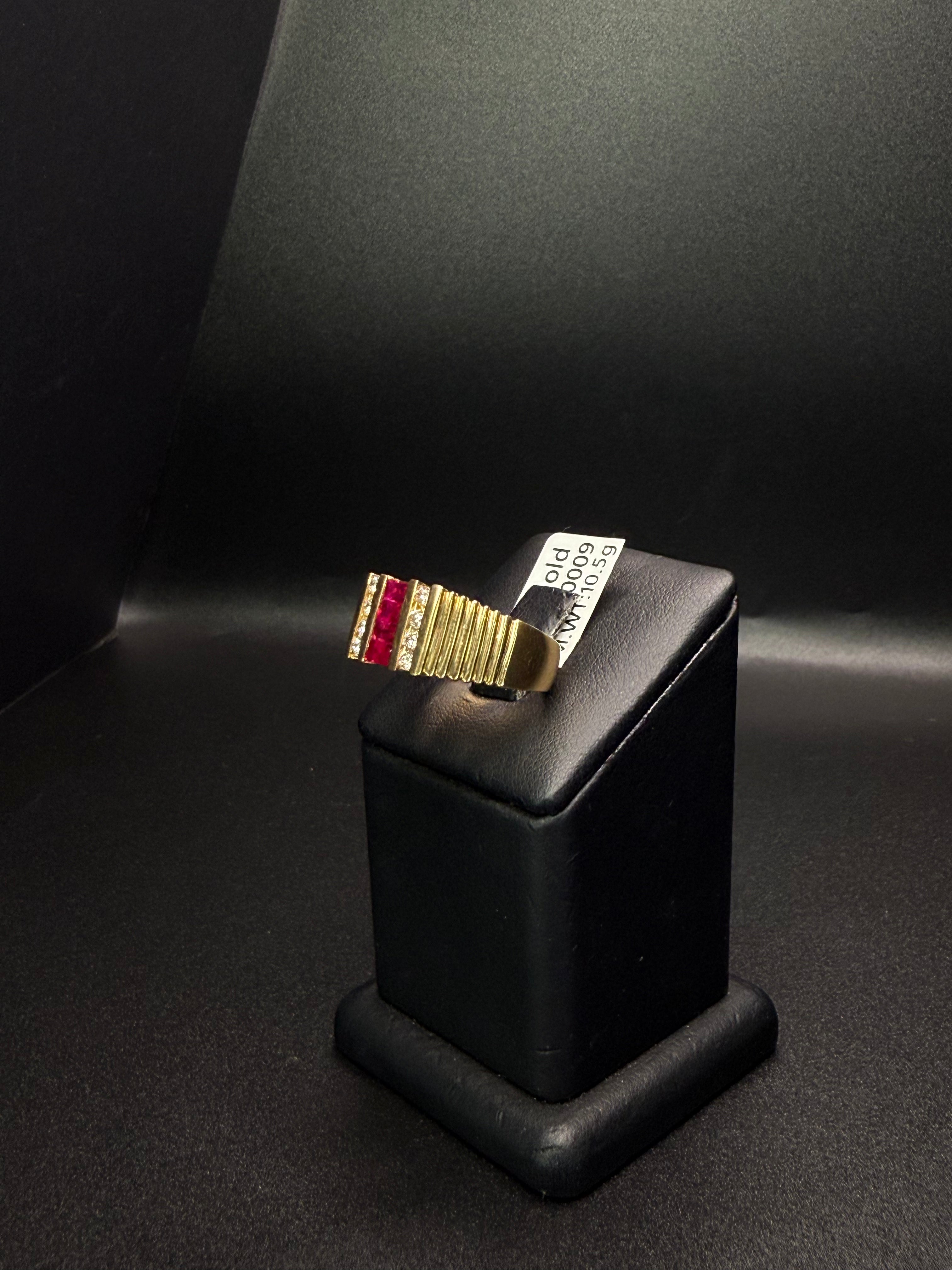Men's Ring Diamond and Ruby 14KT