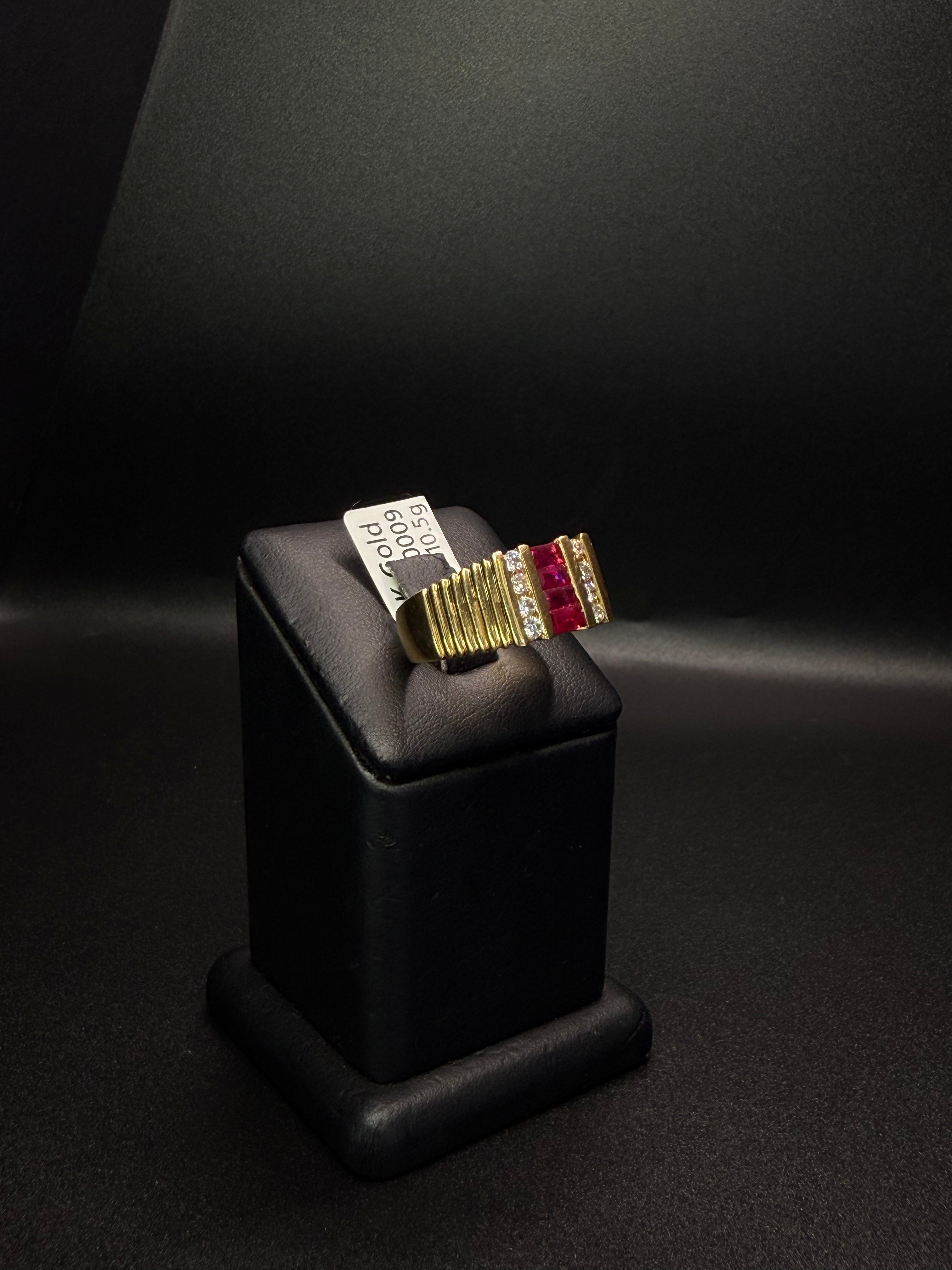 Men's Ring Diamond and Ruby 14KT