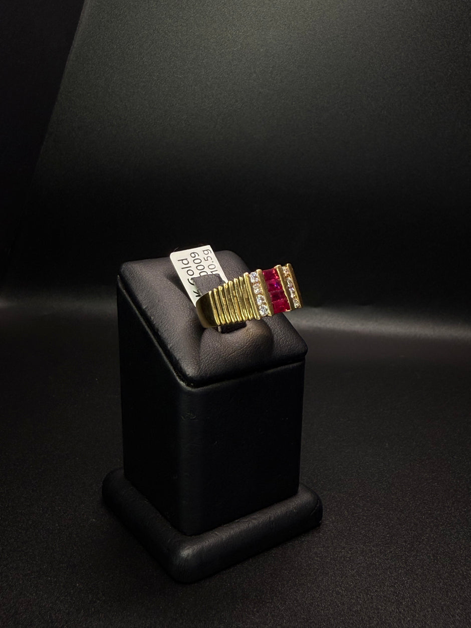 Men's Ring Diamond and Ruby 14KT