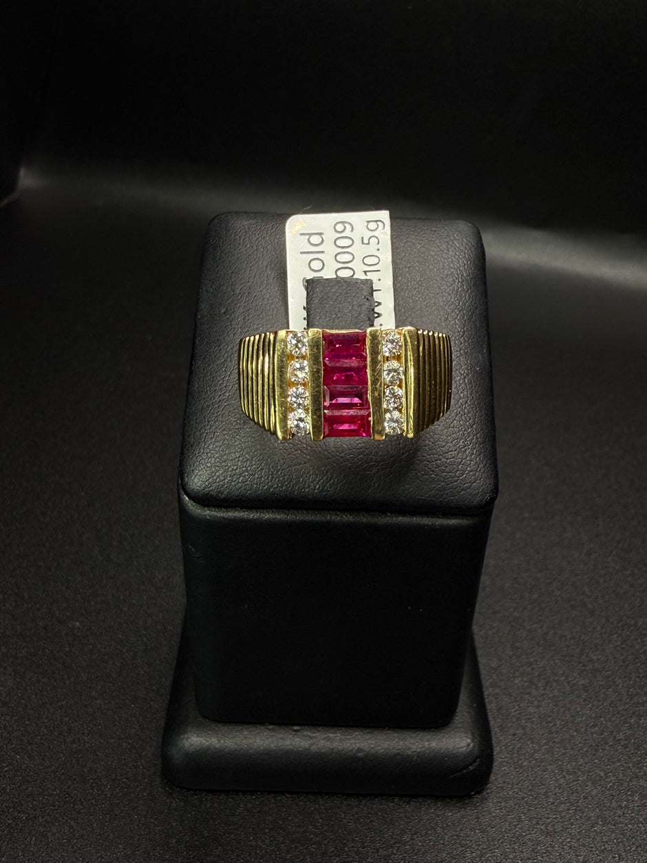 Men's Ring Diamond and Ruby 14KT