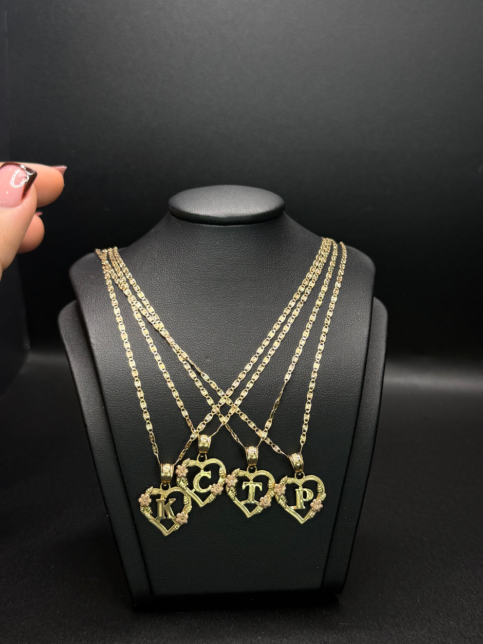KID'S CHAIN AND PENDANT INITIAL 14KT