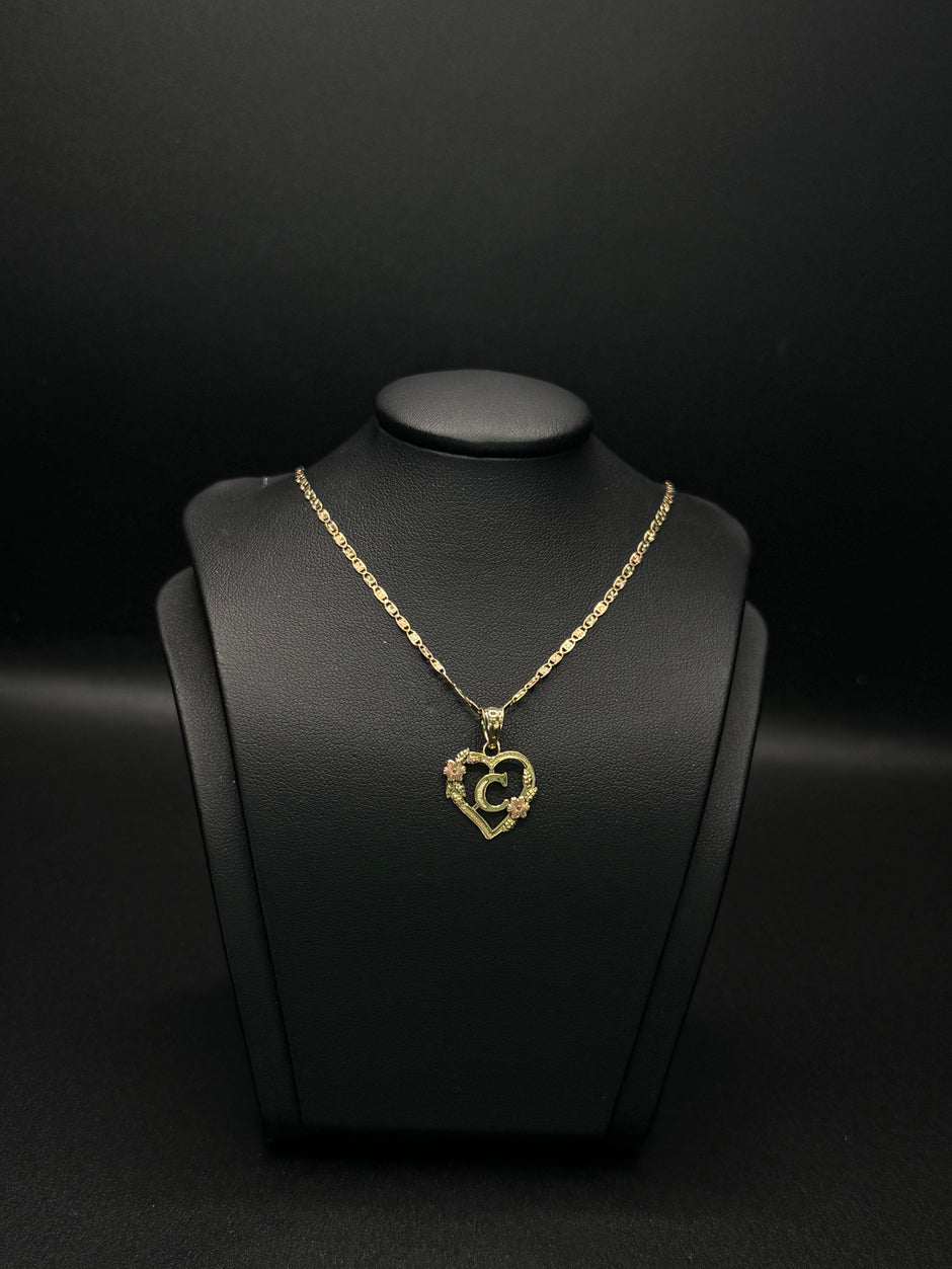 KID'S CHAIN AND PENDANT INITIAL 14KT