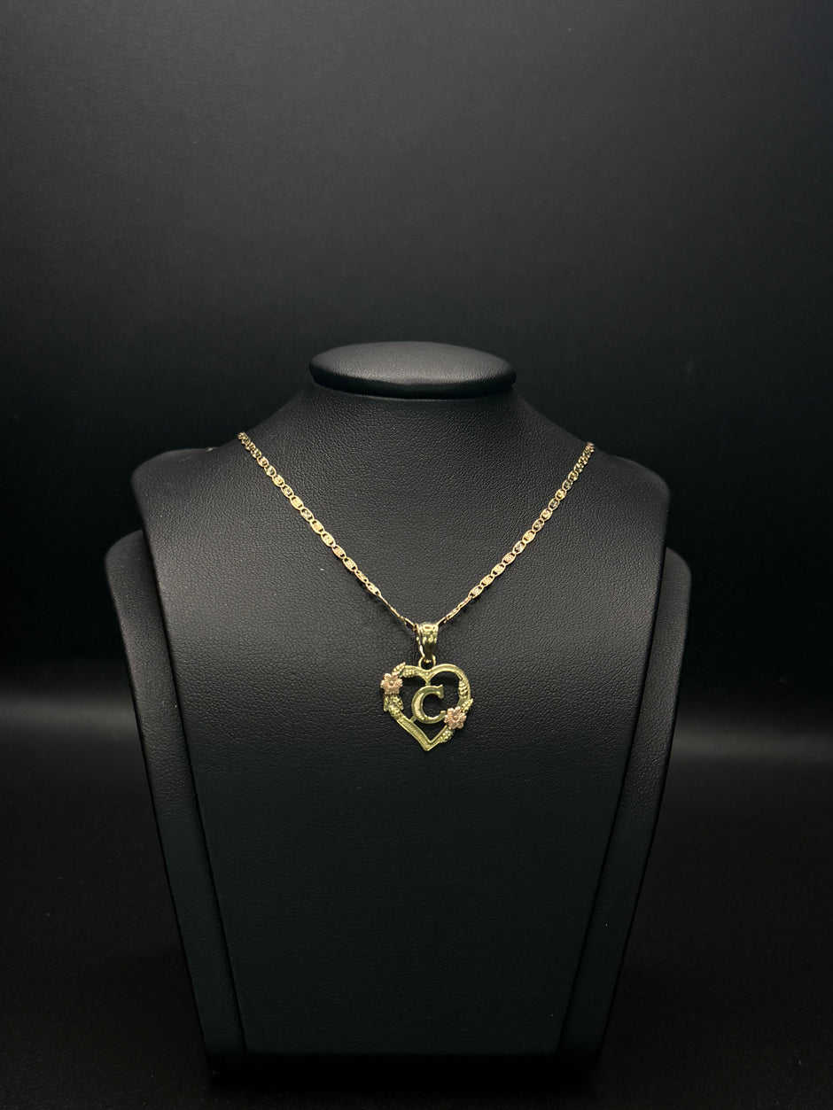 KID'S CHAIN AND PENDANT INITIAL 14KT