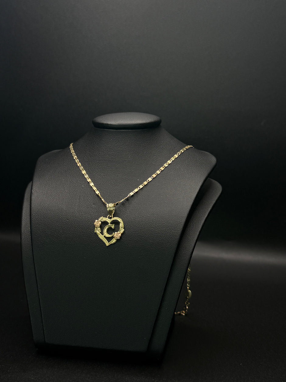 KID'S CHAIN AND PENDANT INITIAL 14KT