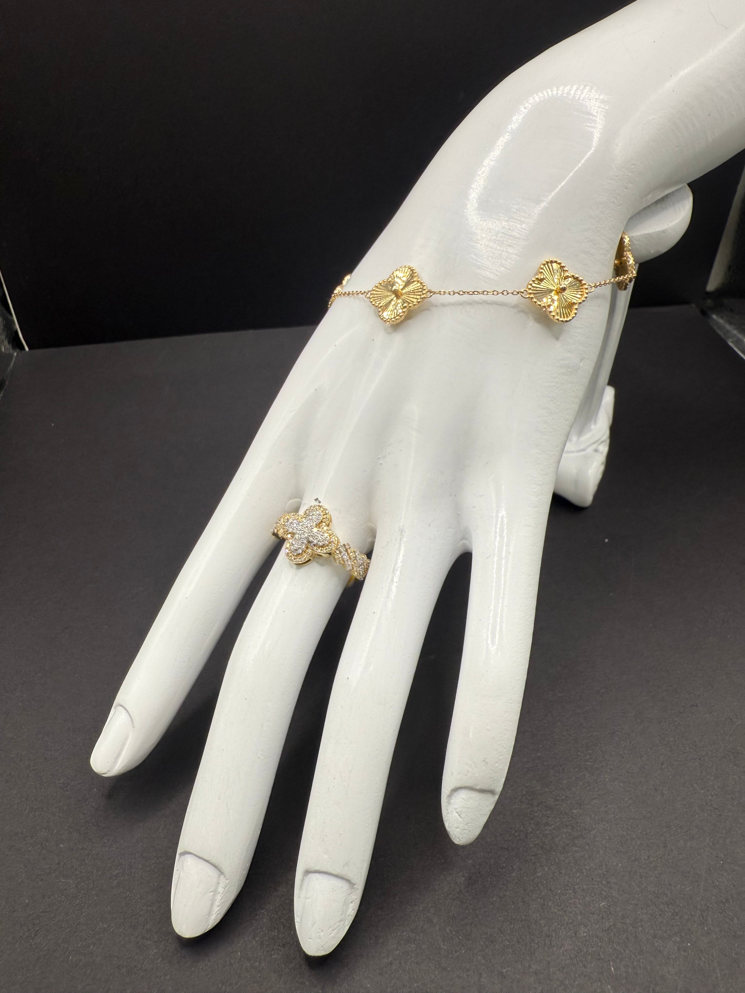 14KT BRACELET CLOVER V/C YELLOW GOLD SOLID