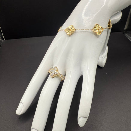 14KT BRACELET CLOVER V/C YELLOW GOLD SOLID