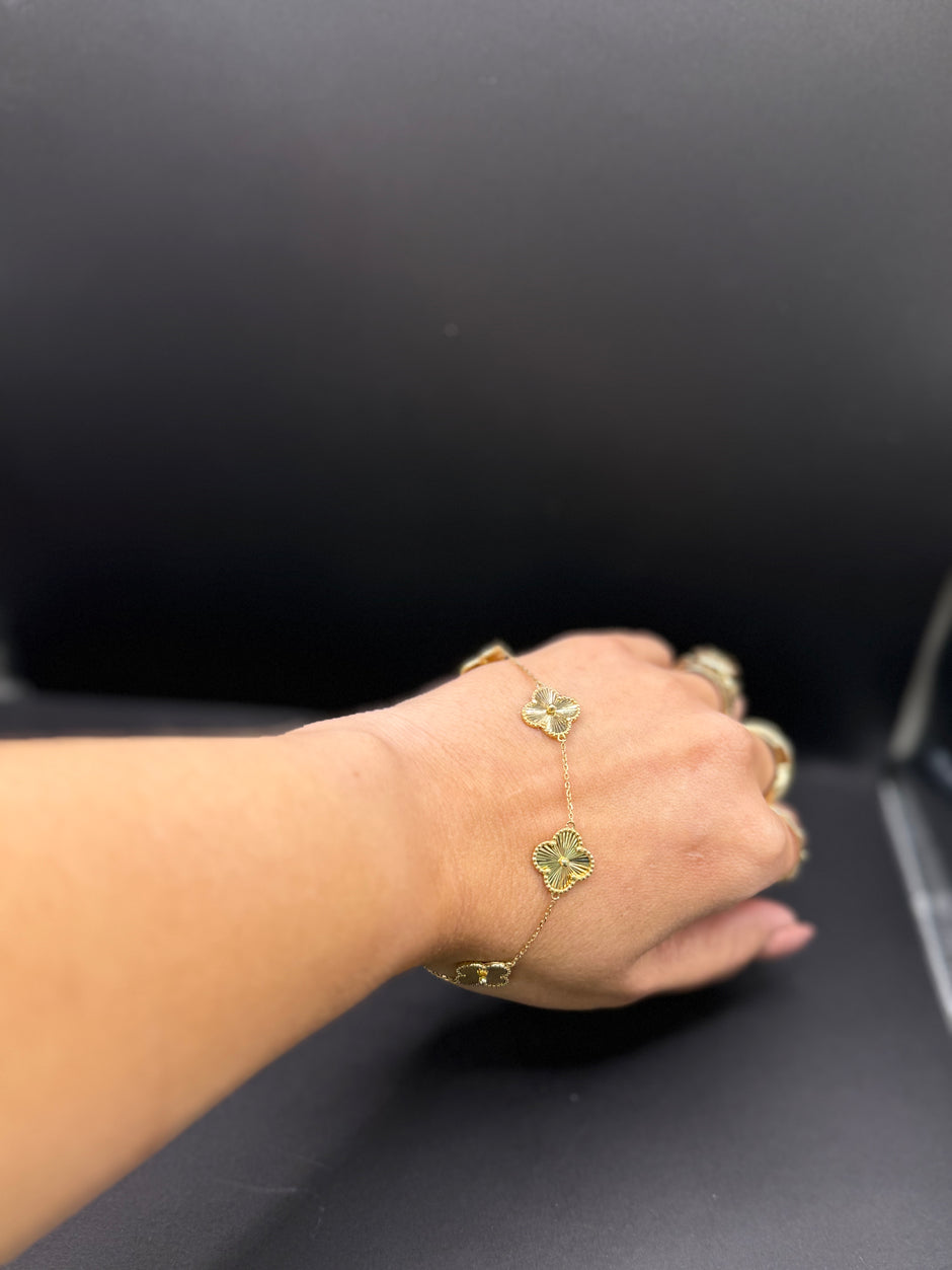 14KT BRACELET CLOVER V/C YELLOW GOLD SOLID