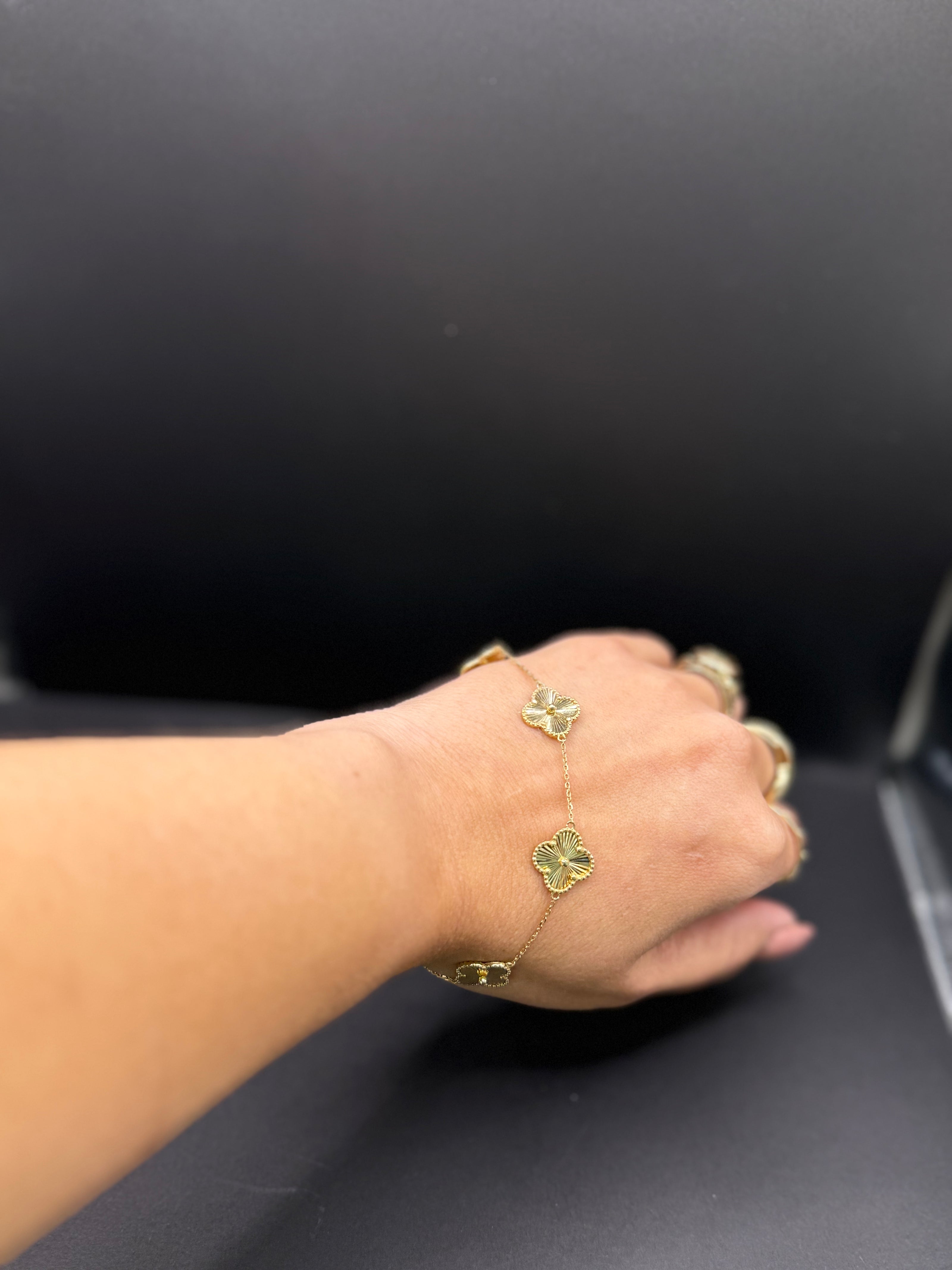 14KT BRACELET CLOVER V/C YELLOW GOLD SOLID