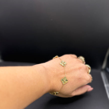 14KT BRACELET CLOVER V/C YELLOW GOLD SOLID