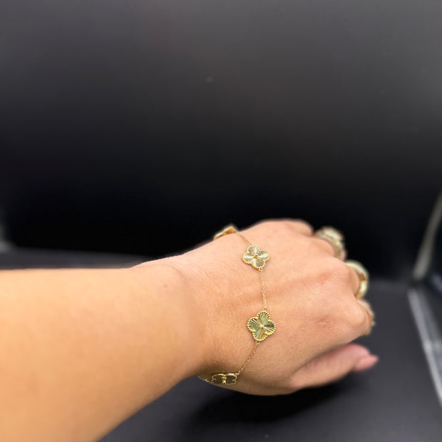 14KT BRACELET CLOVER V/C YELLOW GOLD SOLID