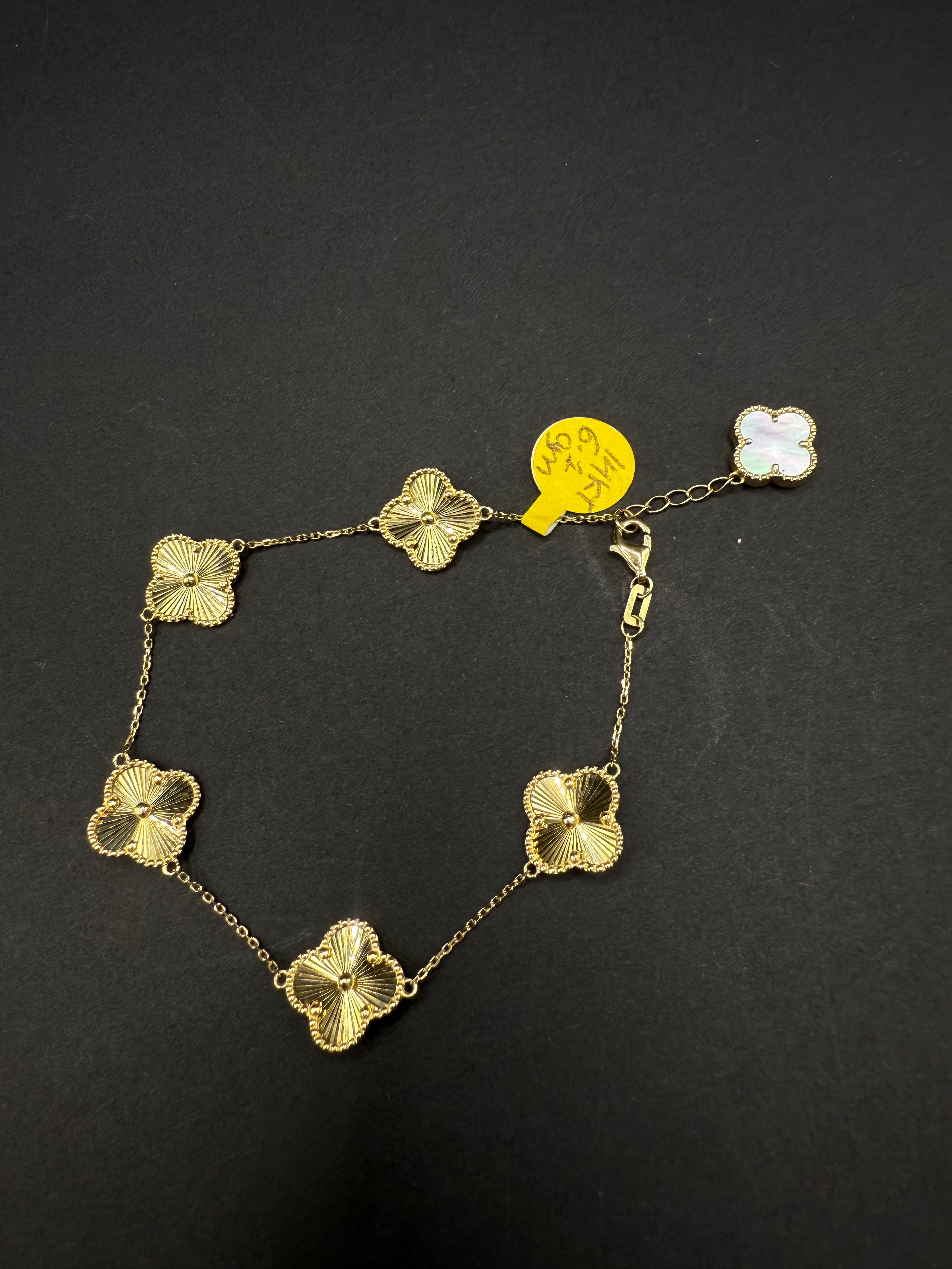 14KT BRACELET CLOVER V/C YELLOW GOLD SOLID