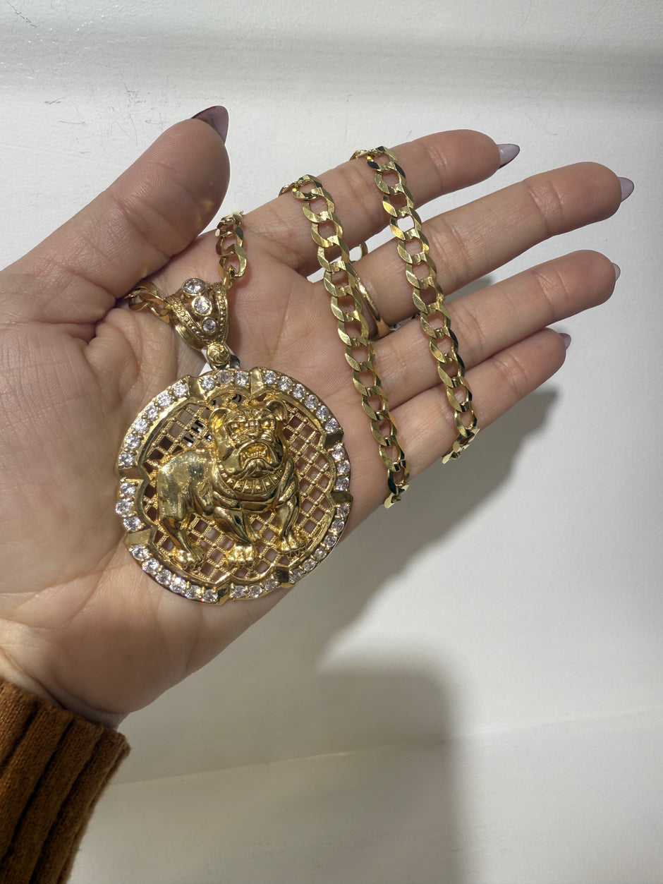 Cuban Solid Chain & Dog Pendant