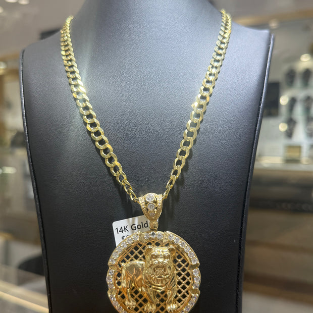 Cuban Solid Chain & Dog Pendant