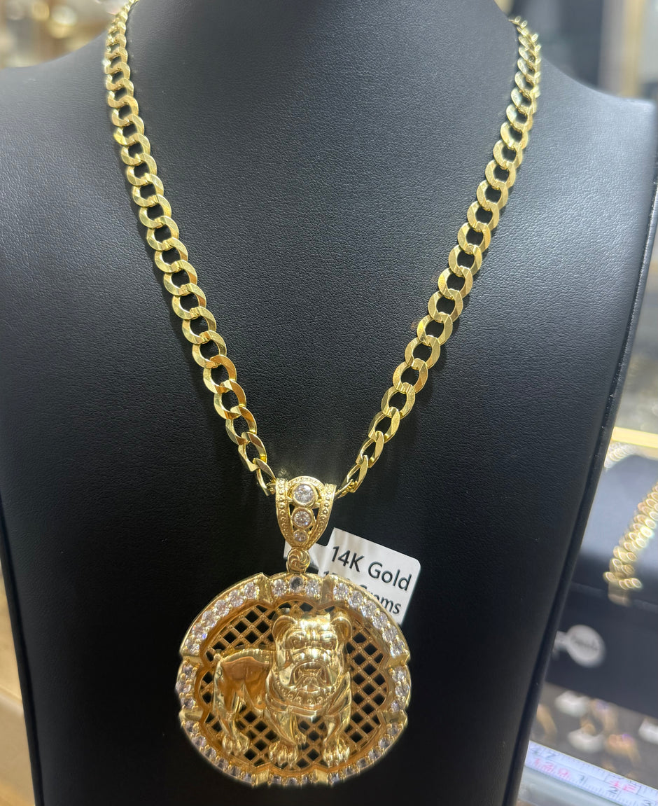 Cuban Solid Chain & Dog Pendant
