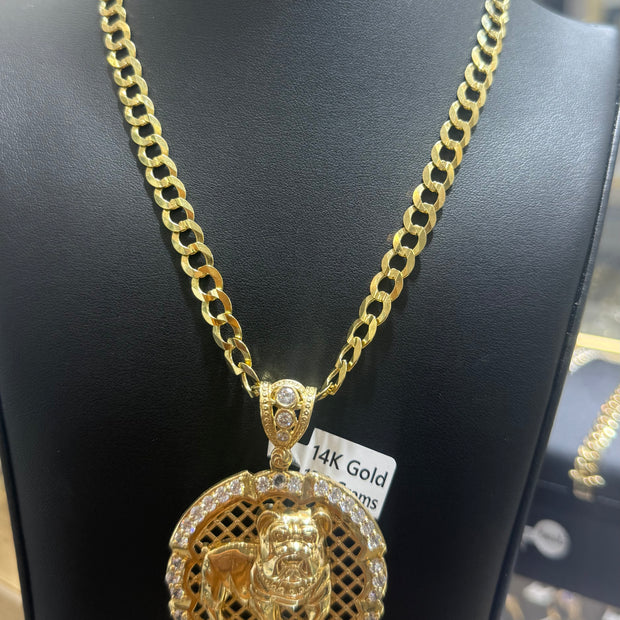 Cuban Solid Chain & Dog Pendant
