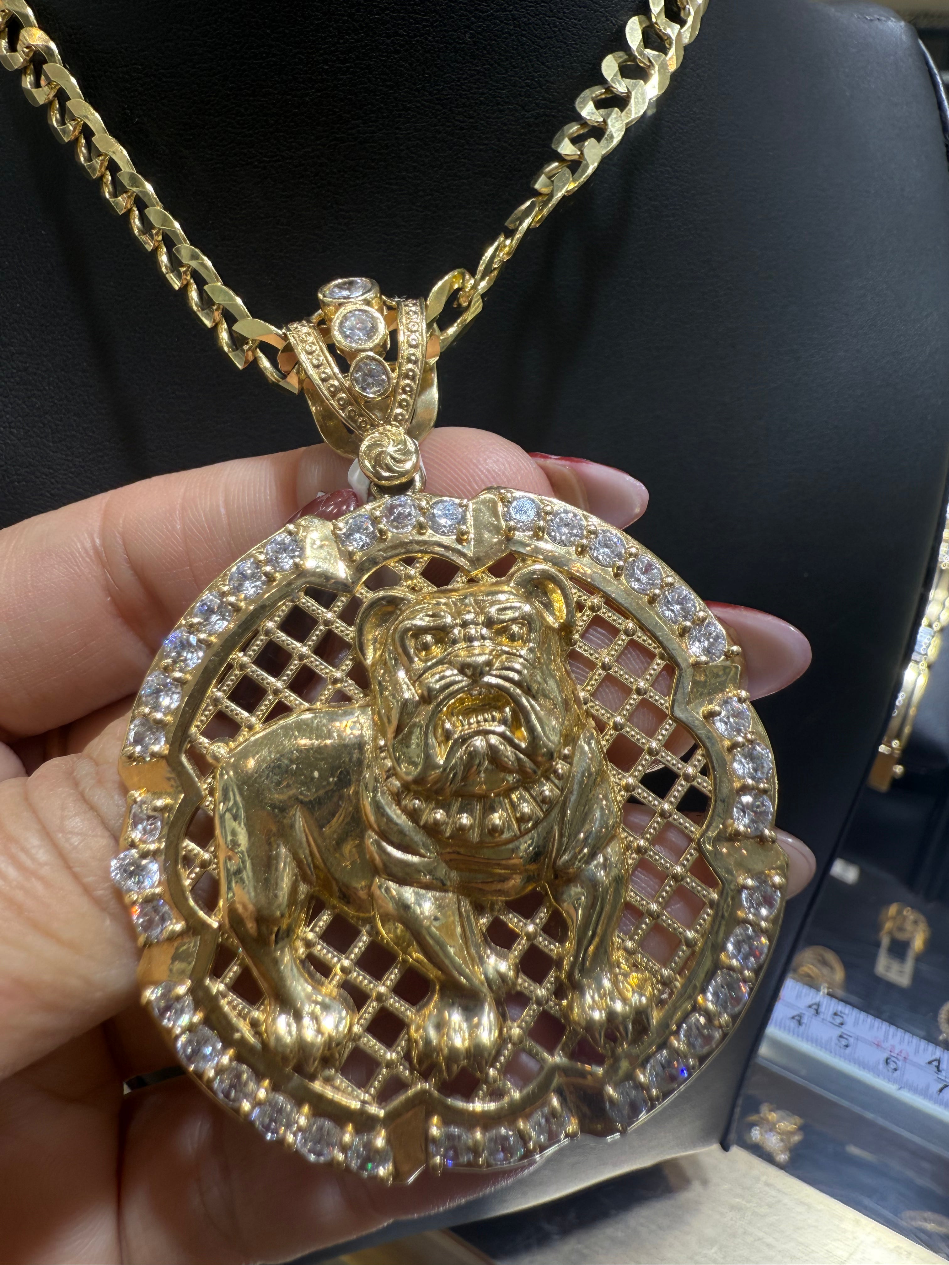 Cuban Solid Chain & Dog Pendant