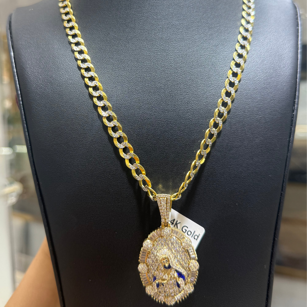 Cuban Solid with Virgin Mary Pendant