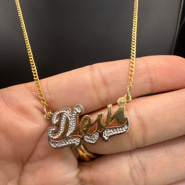 Single Plate Name Necklace With Cuban Chain