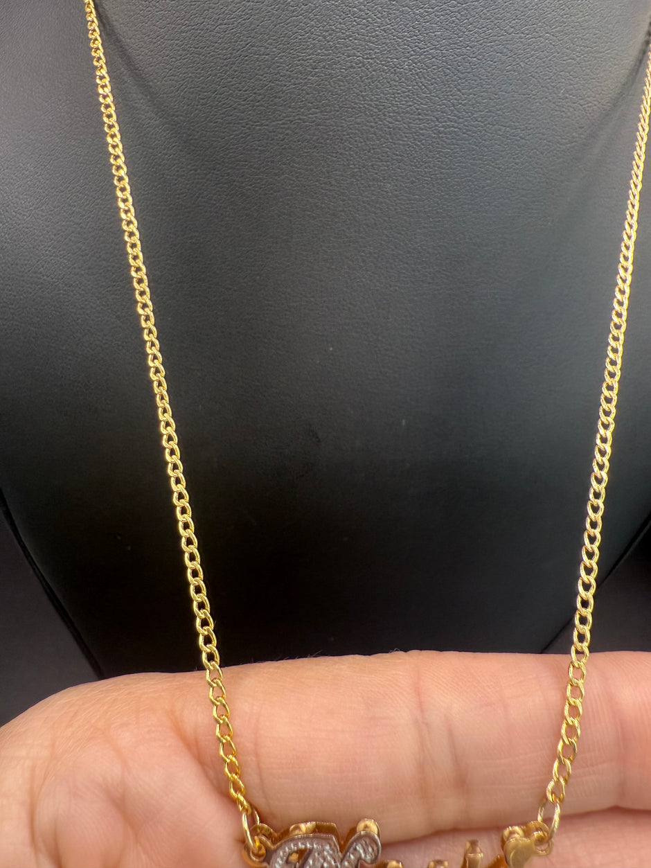 Single Plate Name Necklace With Cuban Chain