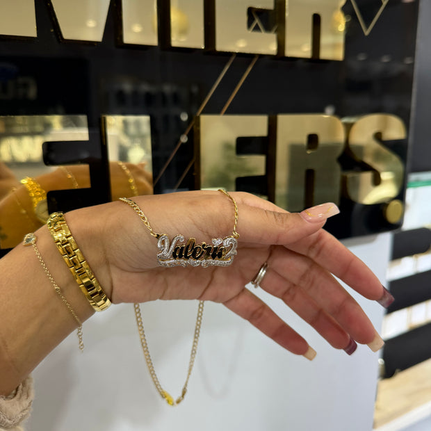 14kt Chain and  Double Name Plate MELISSA