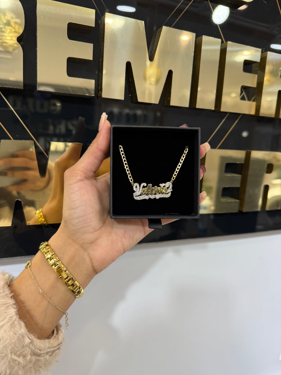 14kt Chain and  Double Name Plate MELISSA