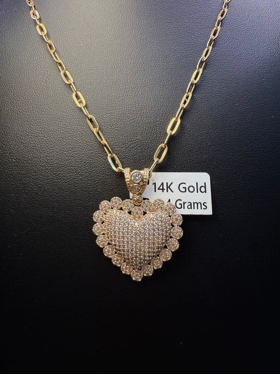 Gold Heart Pendant Necklace