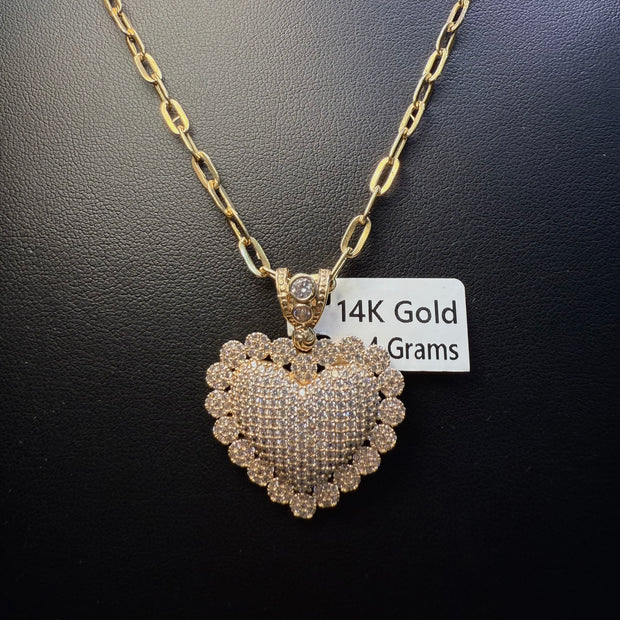 Gold Heart Pendant Necklace