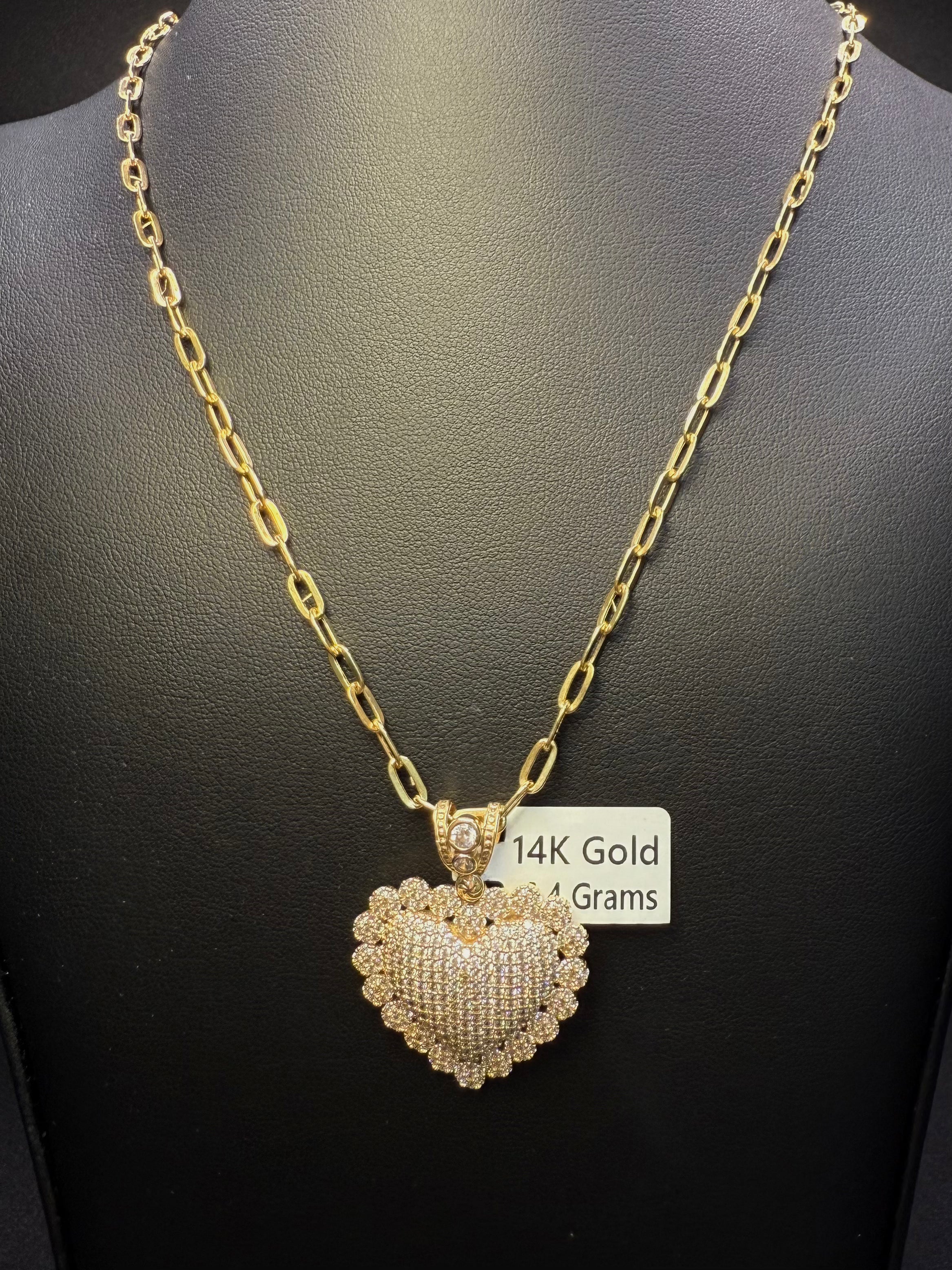 Gold Heart Pendant Necklace