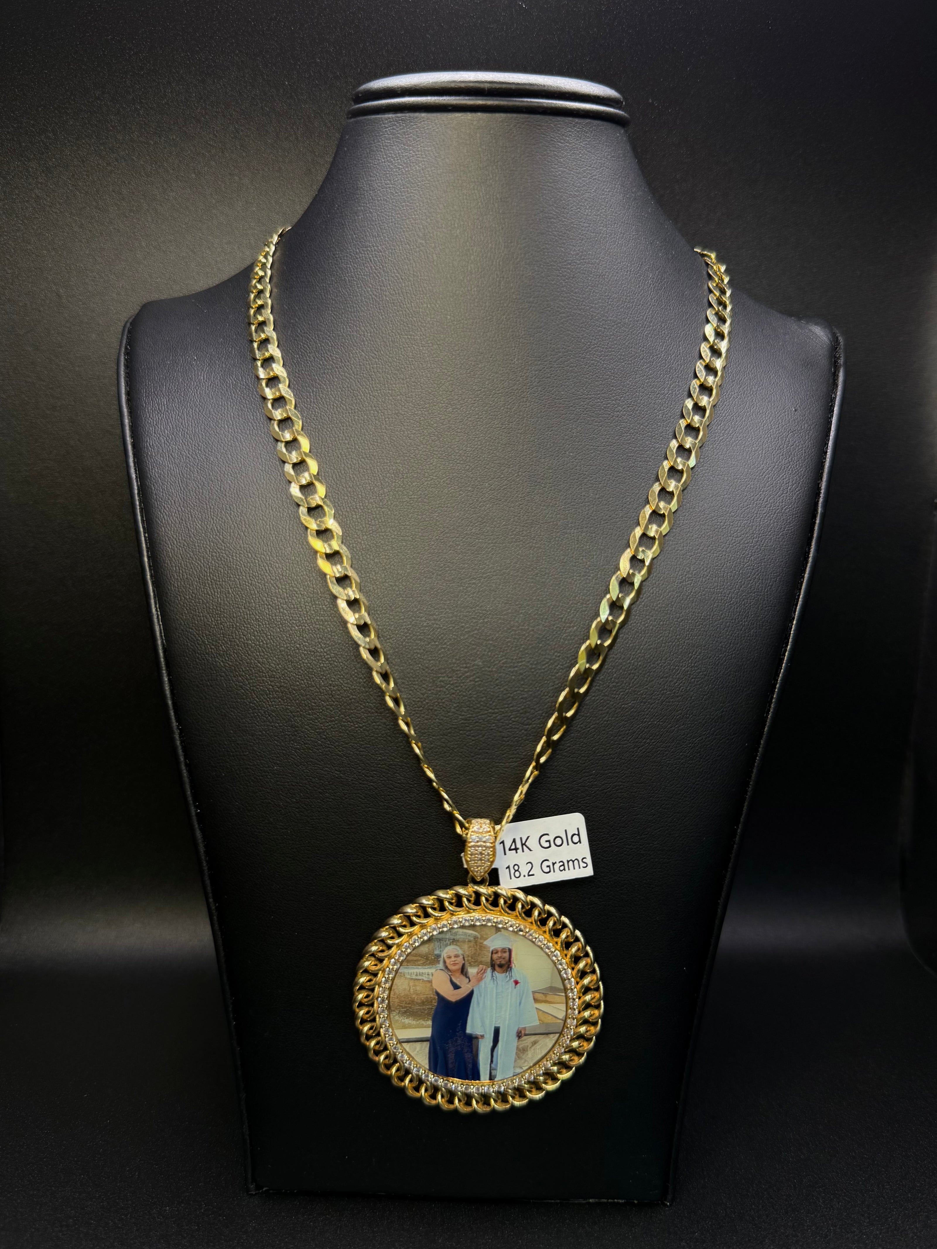Cuban Solid with Photo Pendant