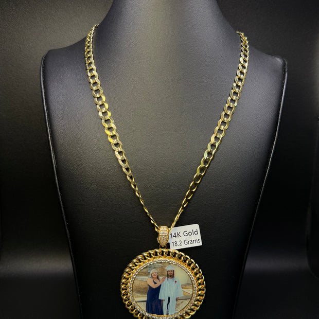 Cuban Solid with Photo Pendant