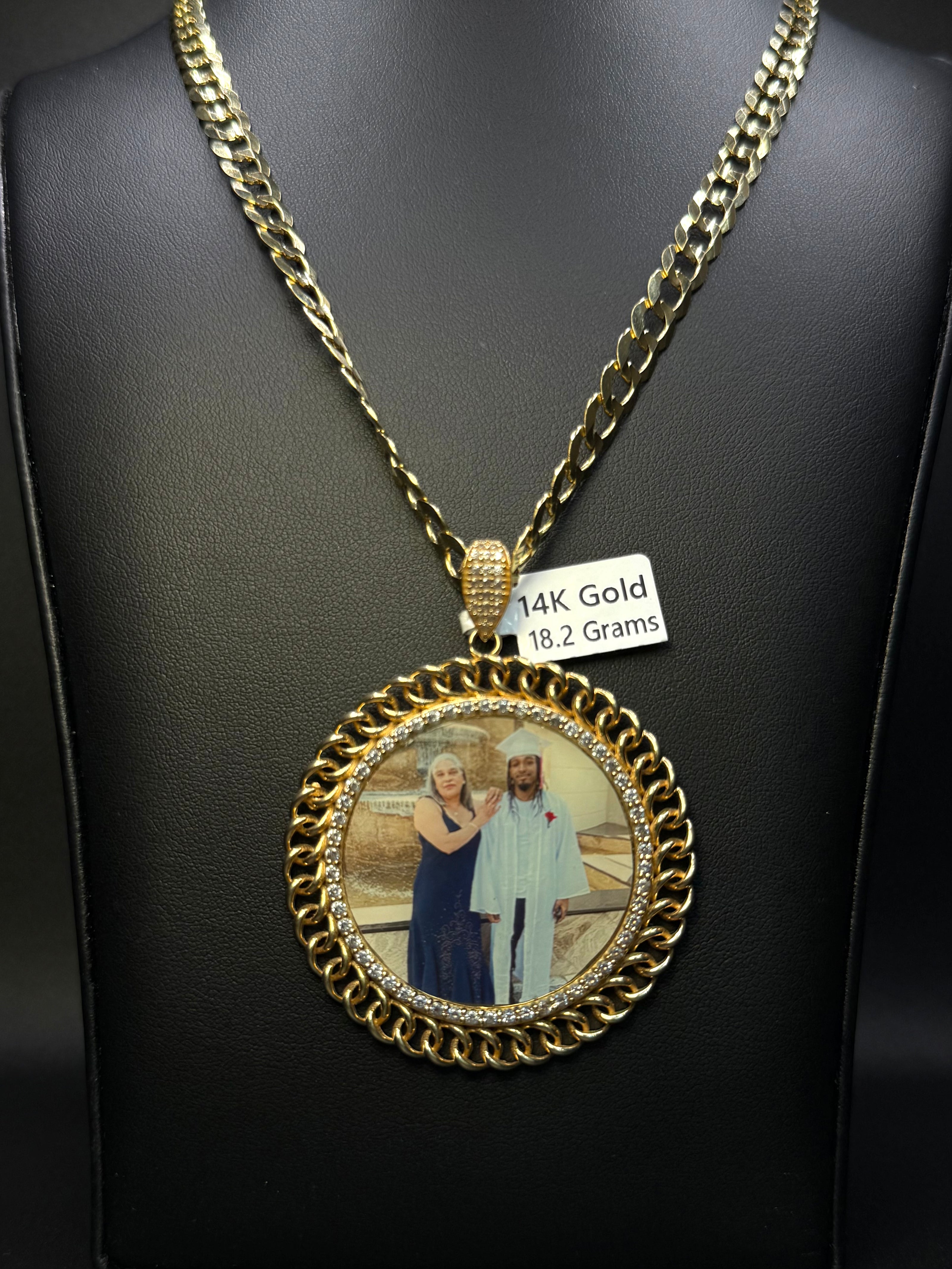 Cuban Solid with Photo Pendant