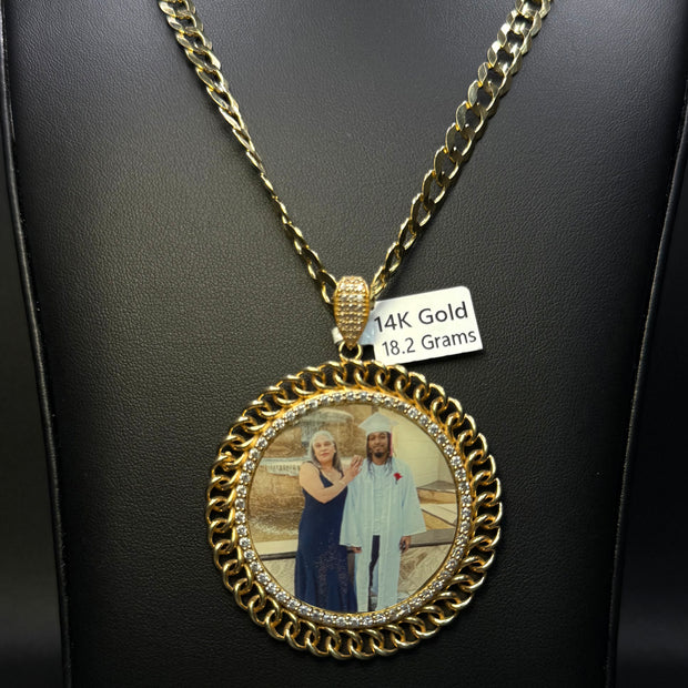 Cuban Solid with Photo Pendant