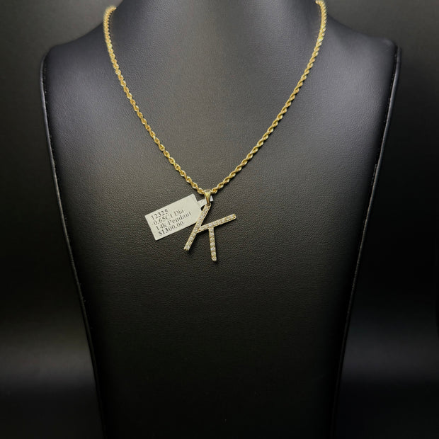 Rope Chain with Letter 'K' Diamond
