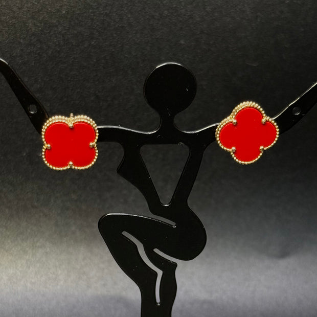 14KT Red Clover Studs