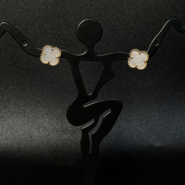 14KT White Clover Studs