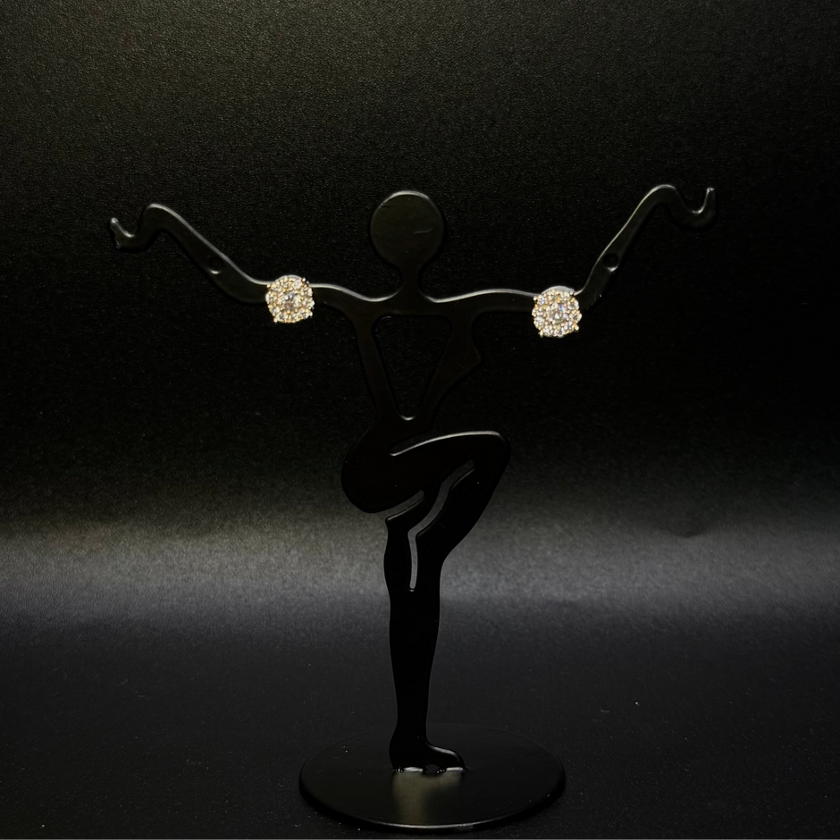 14KT GOLD Square Diamond Earrings