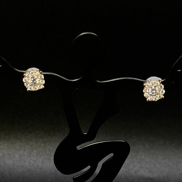 14KT GOLD Square Diamond Earrings