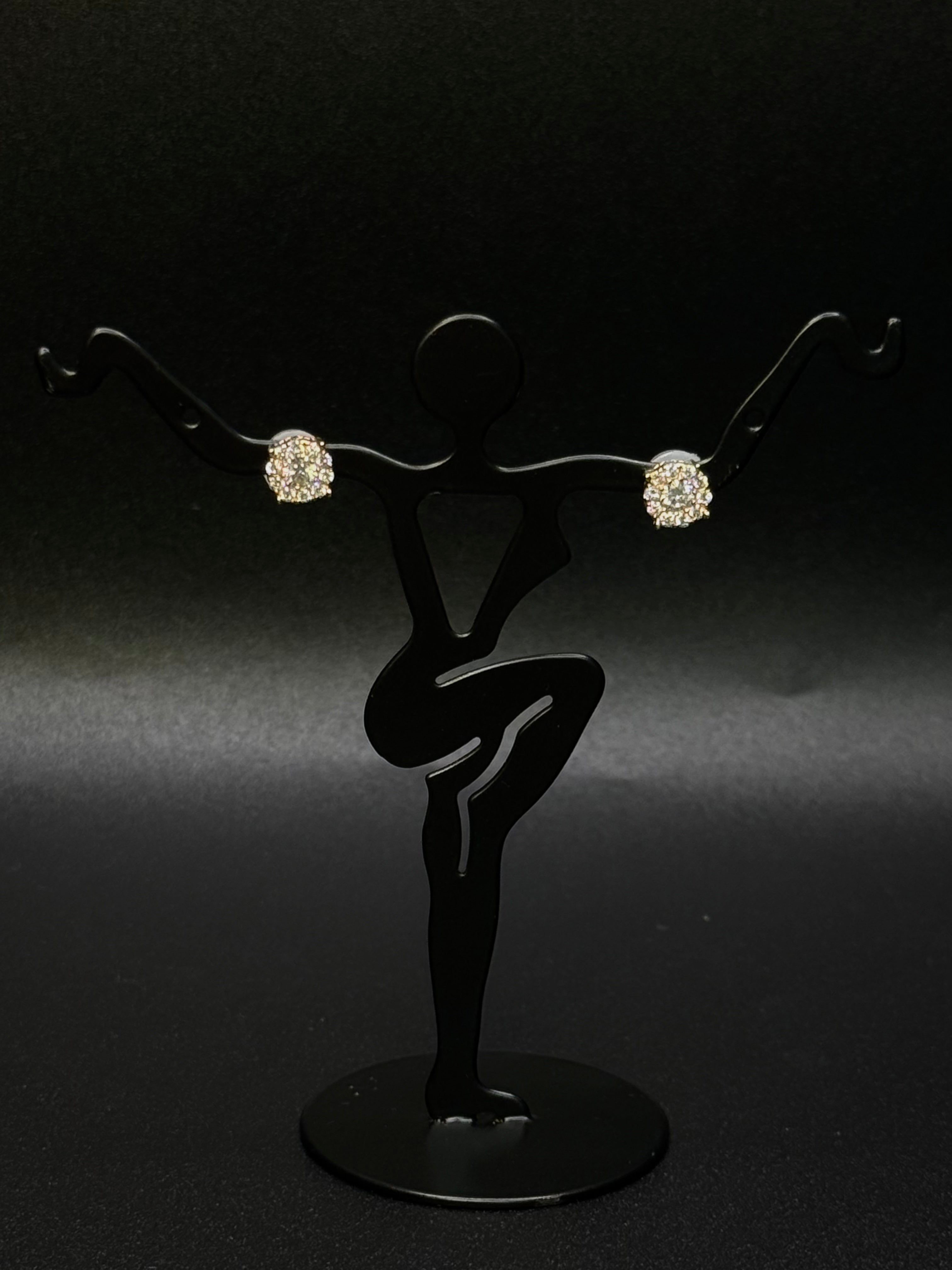 14KT GOLD Square Diamond Earrings