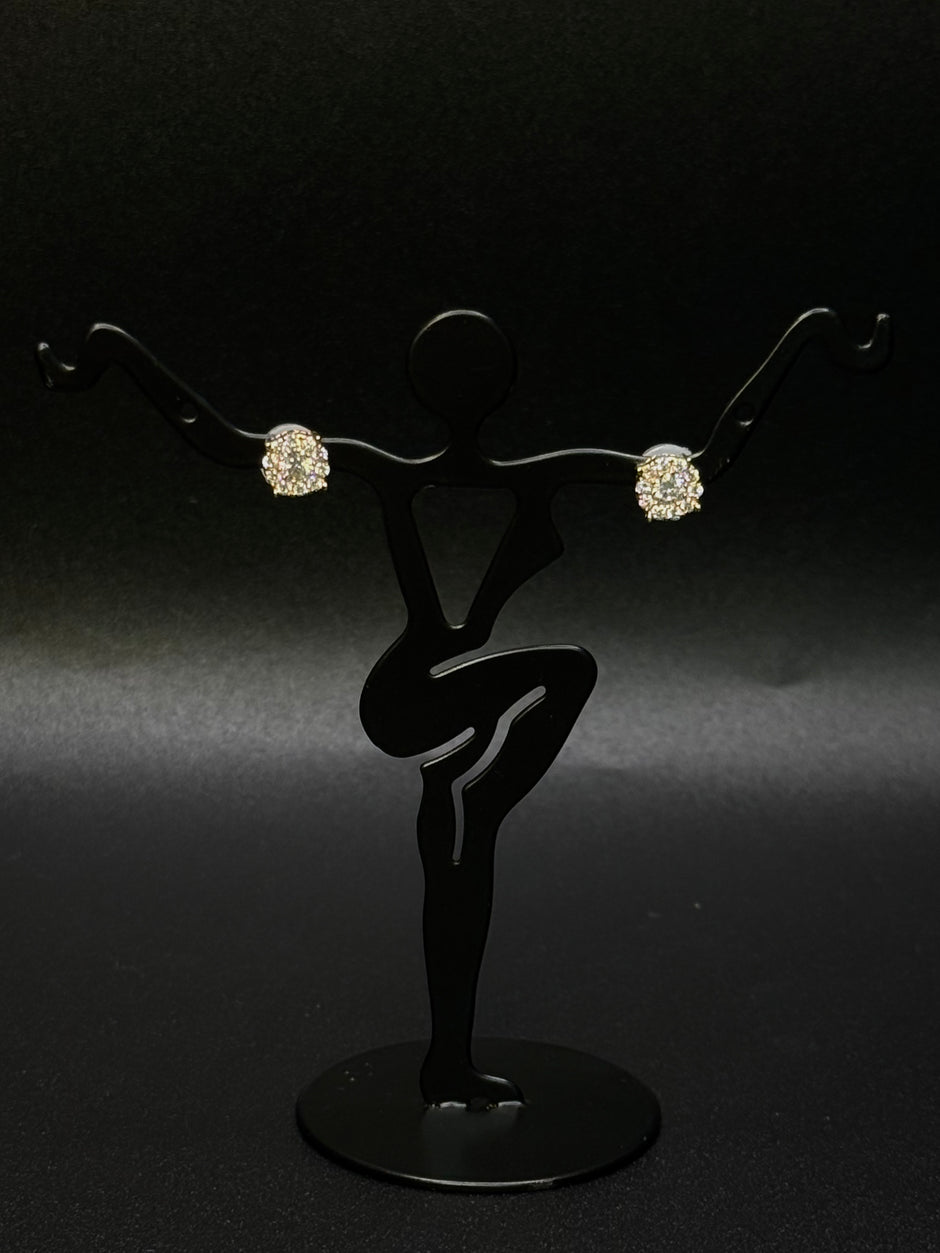 14KT GOLD Square Diamond Earrings