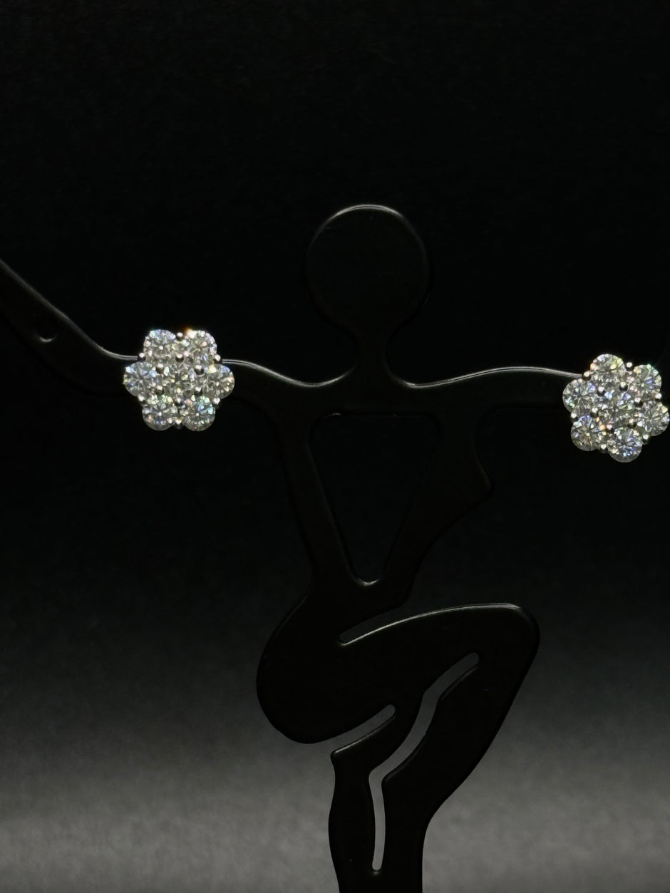 14KT Flower Diamond Earrings