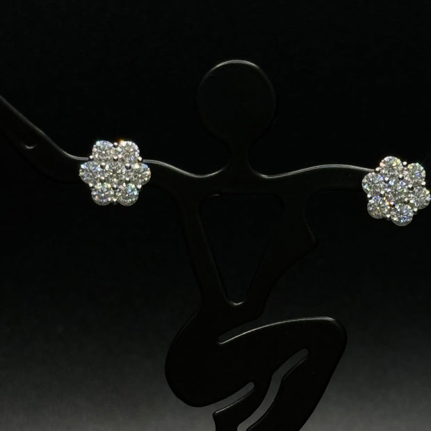 14KT Flower Diamond Earrings