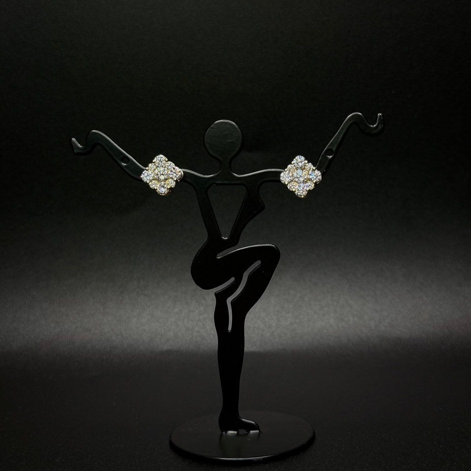 14KT Square Diamond Earrings